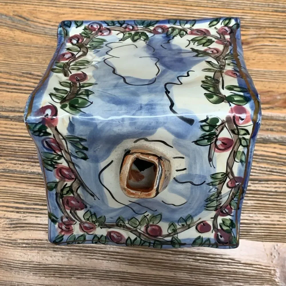 Blue Sky Candle Holder with Intricate Ceramic Accents